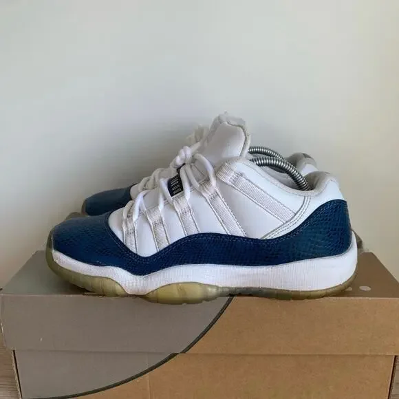 Nike Air Jordan 11 Retro Low Navy Snakeskin Kids Sneakers- 6 Y- 7.5 W - Picture 4 of 12